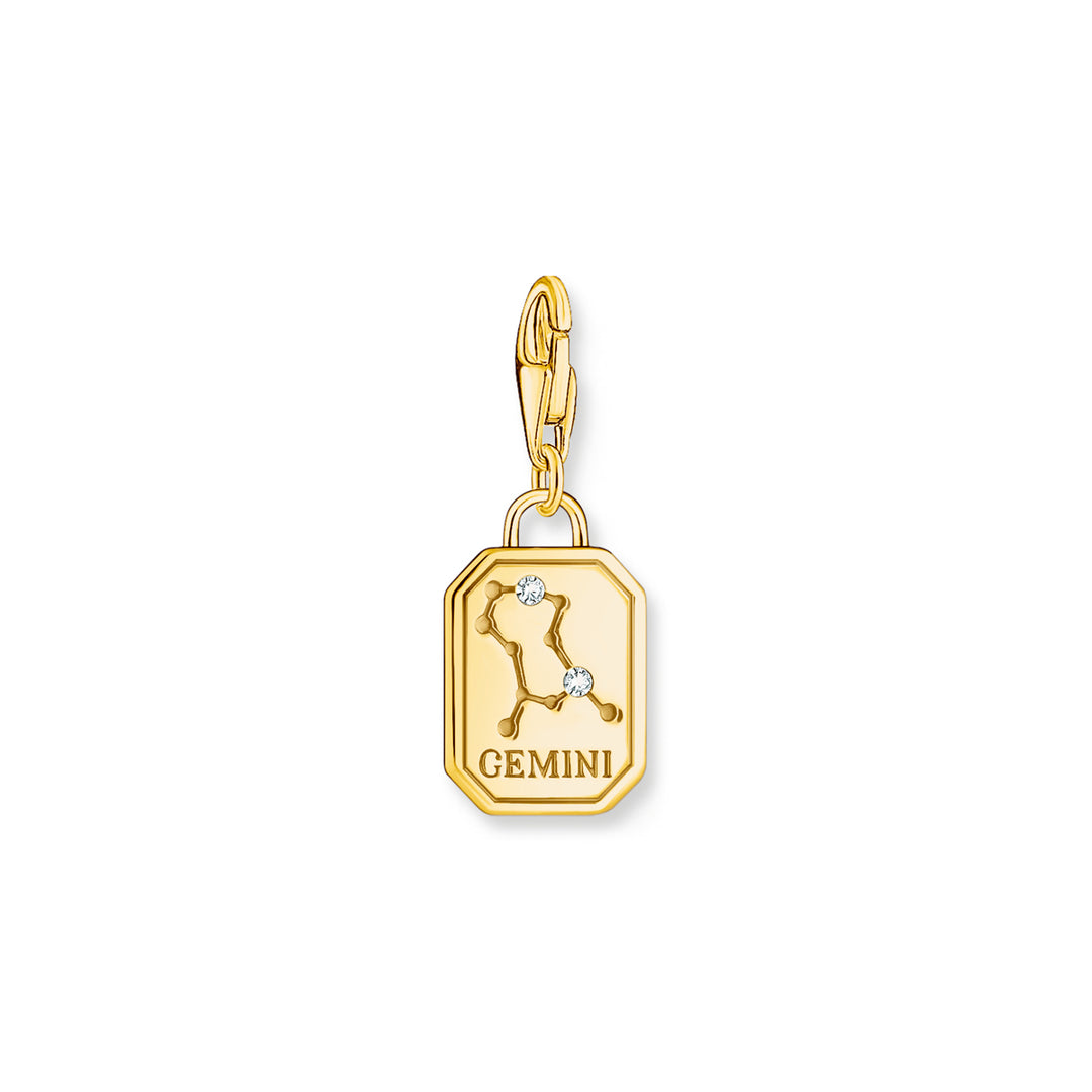 Thomas Sabo Charm-Anhänger Sternzeichen Zwilling mit Steinen vergoldet - 2157-414-39