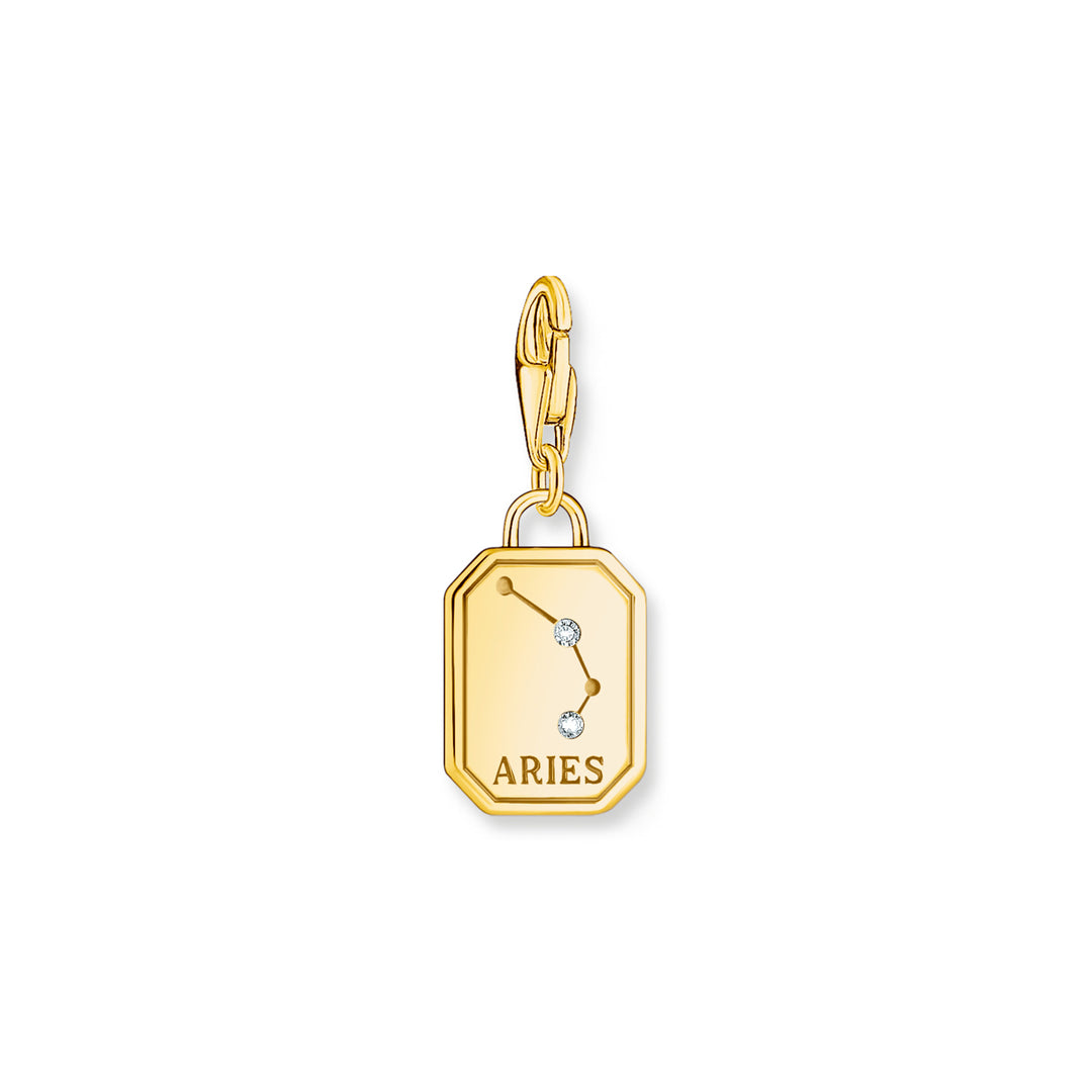 Thomas Sabo Charm-Anhänger Sternzeichen Widder mit Steinen vergoldet - 2159-414-39