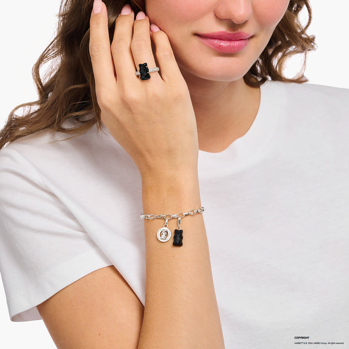 Thomas Sabo Charm-Goldbären-Anhänger in Schwarz Silber - 2194-017-11