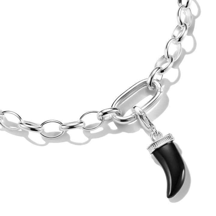 Thomas Sabo Charm-Anhänger Zahn Obsidian Original Silber - 2235-023-11