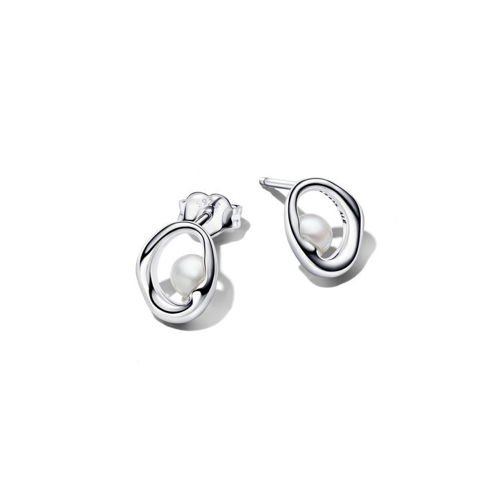 Pandora Clous d’Oreilles Ovale Organique et Perle de Culture d’Eau Douce Traitée - 293295C01