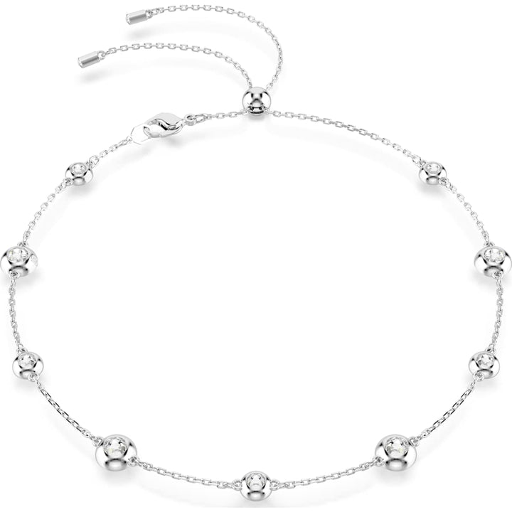 Swarovski Una Angelic Halskette Rundschliff Doppelseitige Motive Weiss Rhodiniert - 5732275
