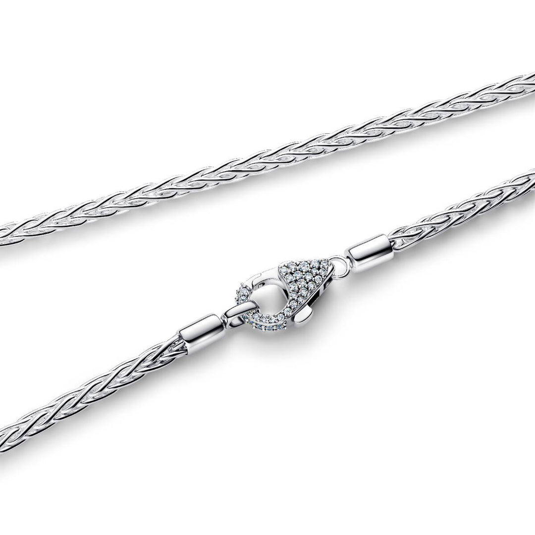 Pandora Fuchsschwanz Charm Halskette mit Pavé Verschluss - 394463C01-45