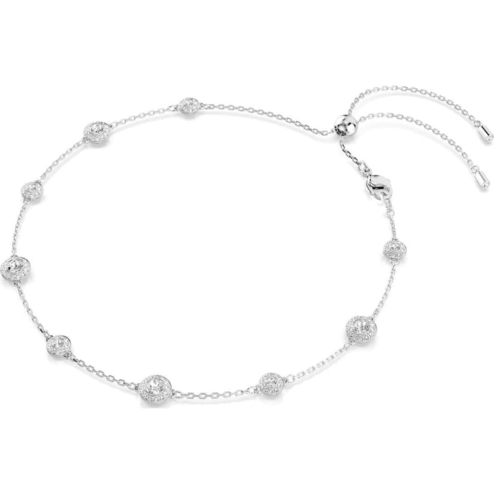 Swarovski Una Angelic Halskette Rundschliff Doppelseitige Motive Weiss Rhodiniert - 5732275