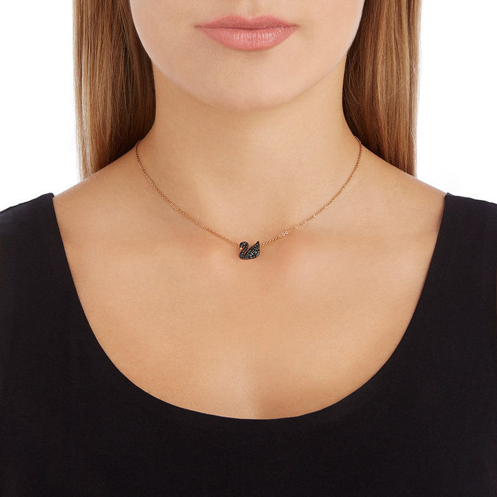 Swarovski Swan Halskette Schwan Klein Schwarz Roségold Legierungsschicht - 5204133