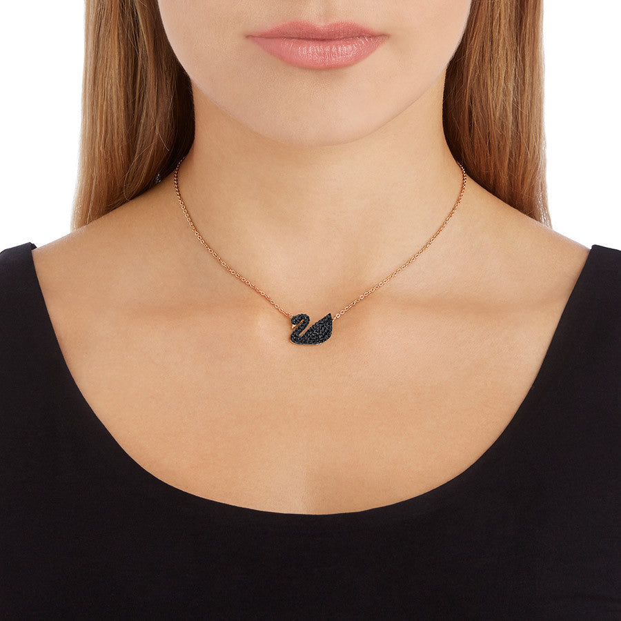Swarovski Swan Halskette Schwan Schwarz Roségold Legierungsschicht - 5204134
