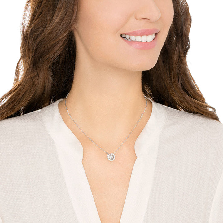 Swarovski Una Halskette Rundschliff Weiss Rhodiniert - 5286137