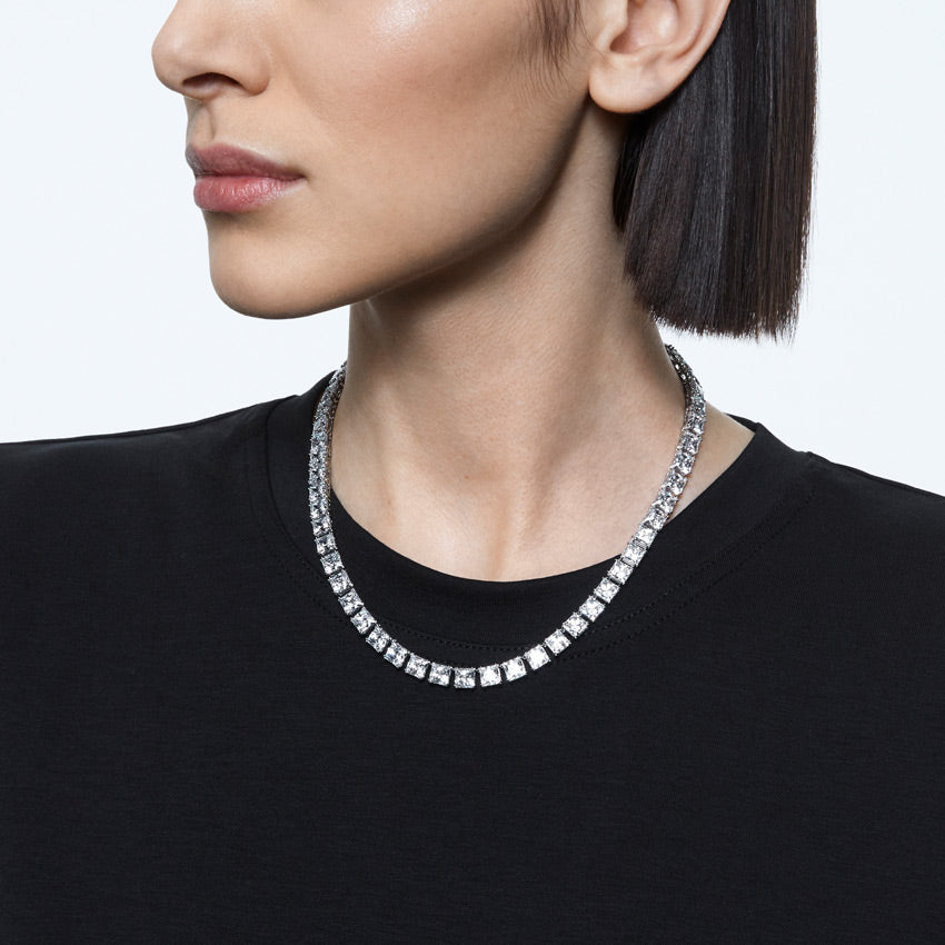 Swarovski Matrix Halskette Kissenschliff Weiss Rhodiniert - 5599153