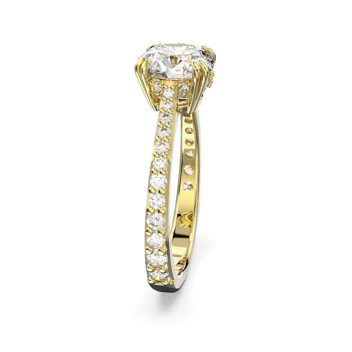 Swarovski Stilla Cocktail Ring Rundschliff Pavé Weiss Goldlegierungsschicht