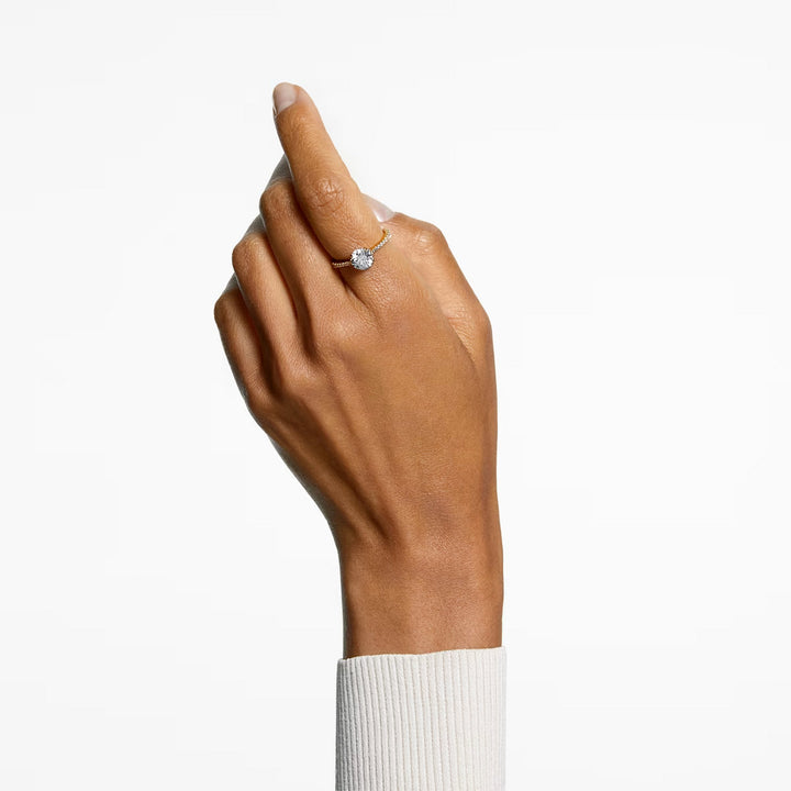 Swarovski Stilla Cocktail Ring Rundschliff Pavé Weiss Goldlegierungsschicht