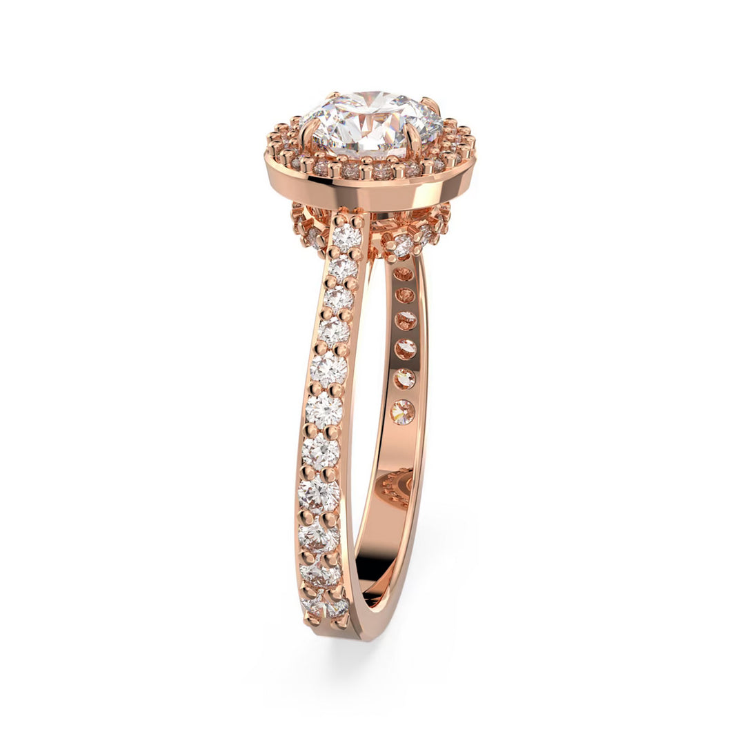 Swarovski Una Angelic Cocktail Ring Rundschliff Pavé Weiss Roségold Legierungsschicht