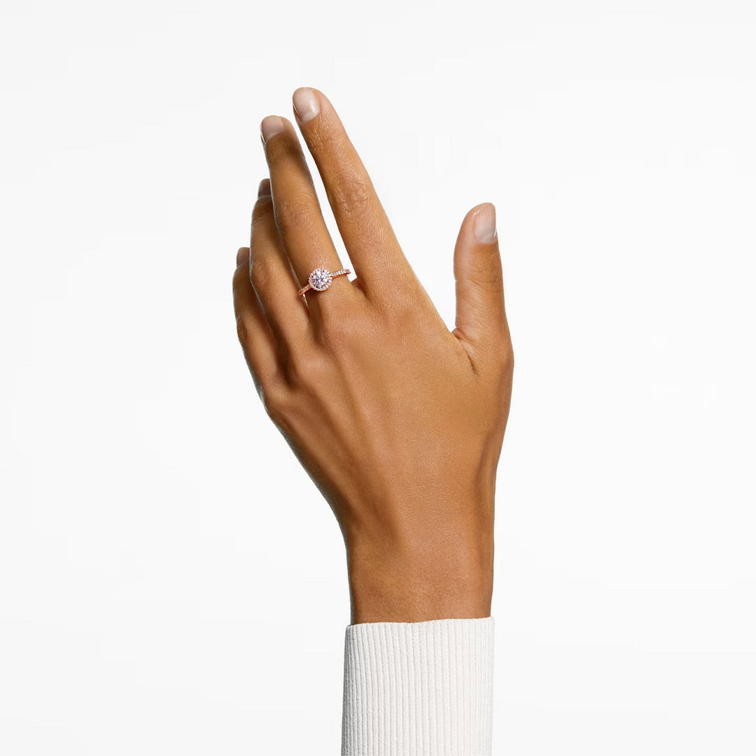 Swarovski Una Angelic Cocktail Ring Rundschliff Pavé Weiss Roségold Legierungsschicht