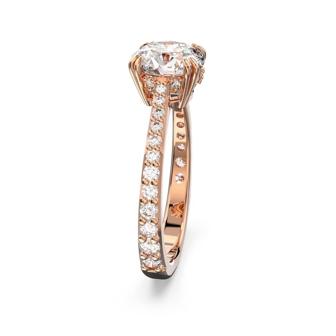 Swarovski Stilla Cocktail Ring Rundschliff Pavé Weiss Roségold Legierungsschicht
