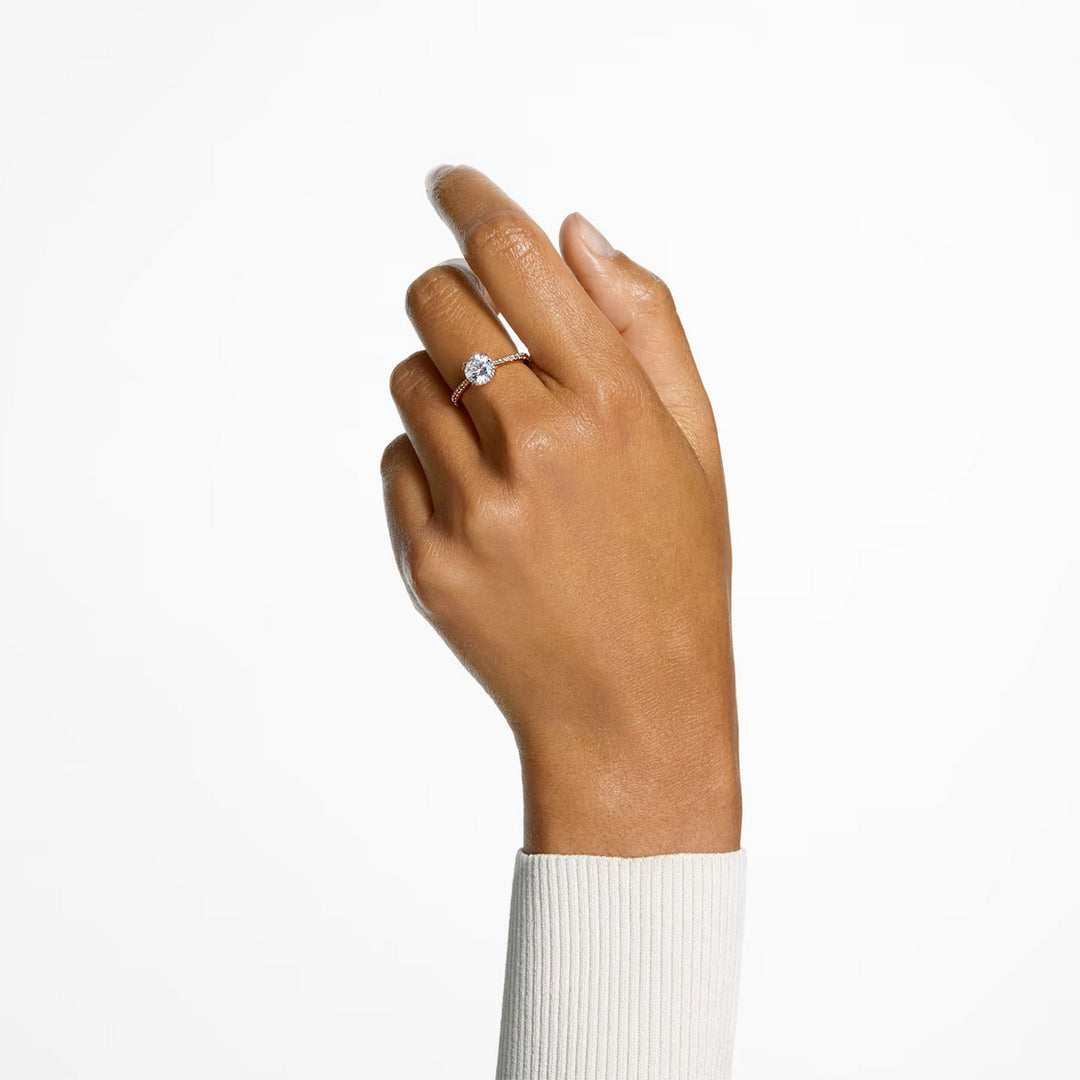Swarovski Stilla Cocktail Ring Rundschliff Pavé Weiss Roségold Legierungsschicht