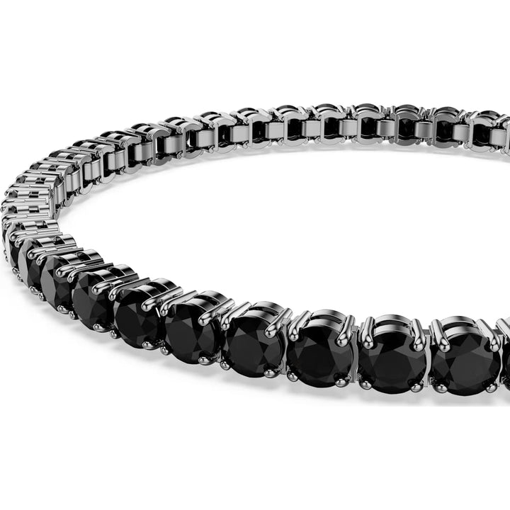 Swarovski Matrix Tennis Armband Rundschliff Schwarz Rutheniert