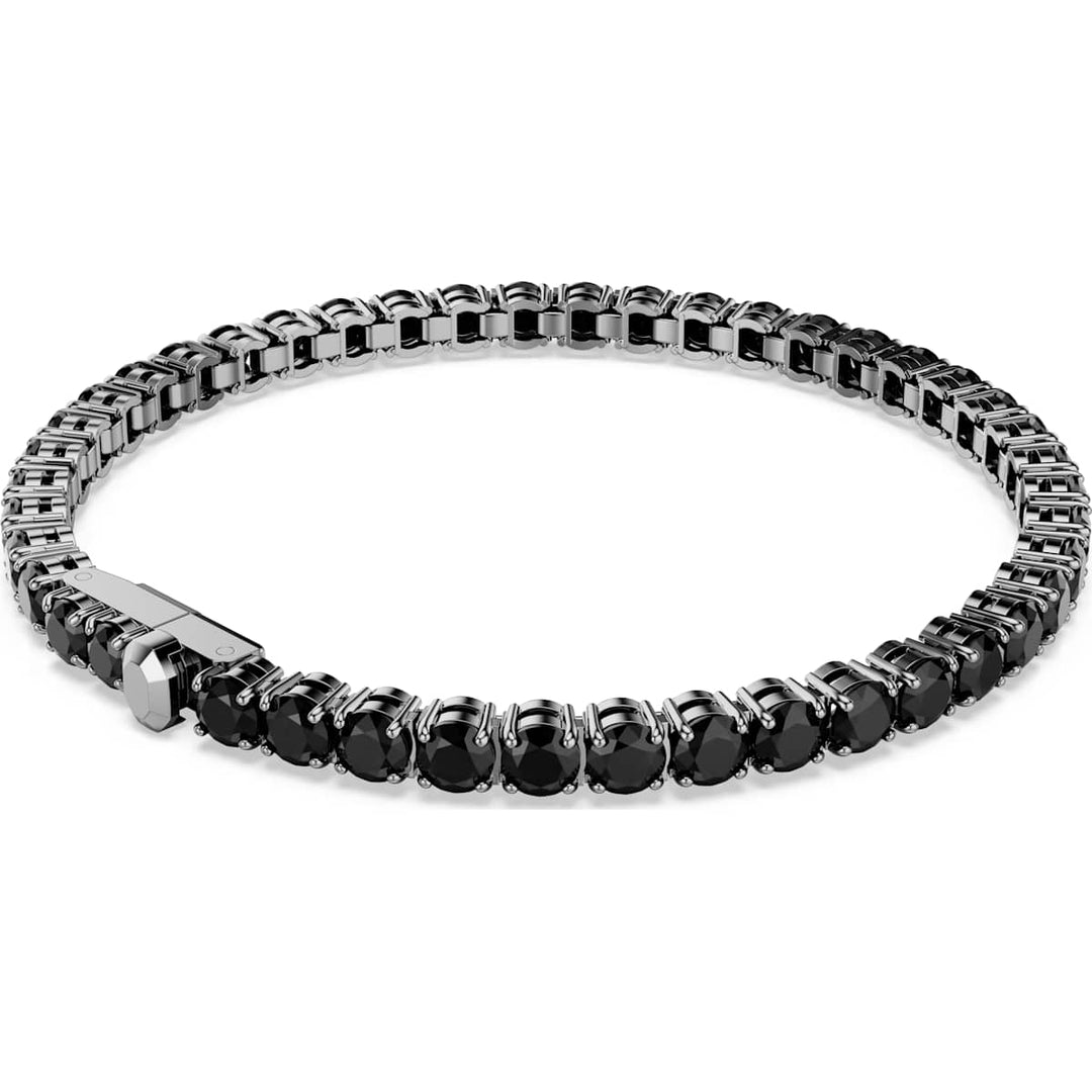 Swarovski Matrix Tennis Armband Rundschliff Schwarz Rutheniert