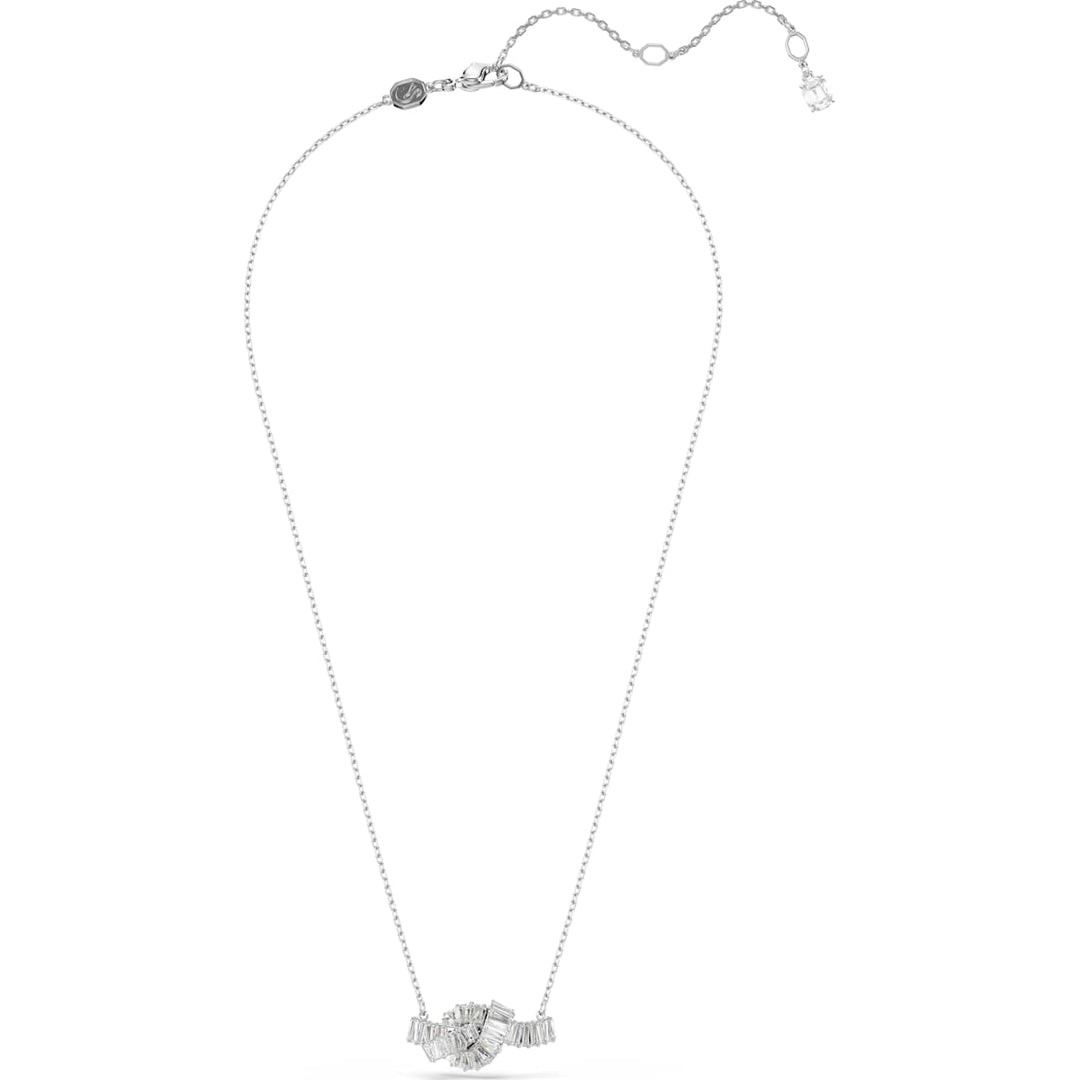 Swarovski Matrix Halskette Baguette Schliff Knoten Weiss Rhodiniert - 5728553
