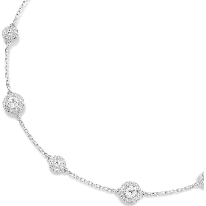 Swarovski Una Angelic Halskette Rundschliff Doppelseitige Motive Weiss Rhodiniert - 5732275