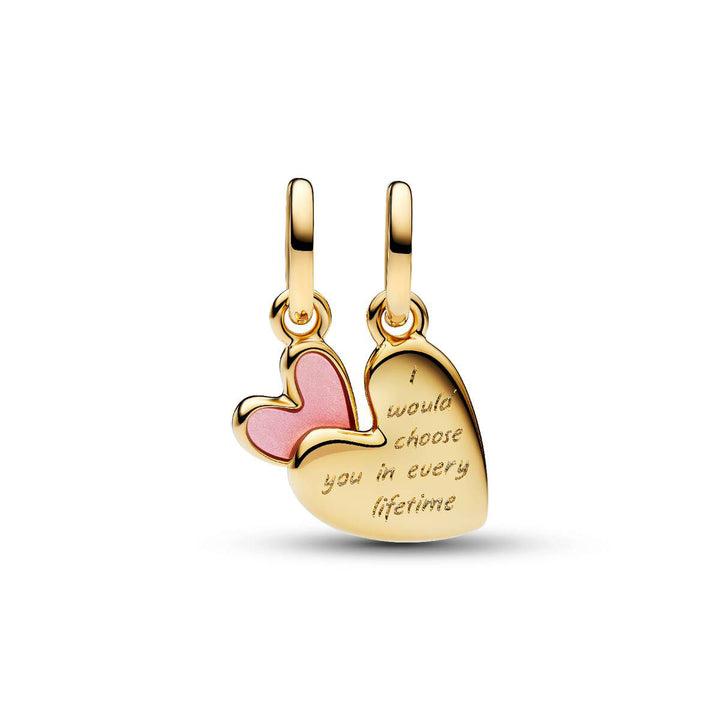 Pandora Rosafarbener Teilbarer Mutter &amp; Tochter Charm - 763766C01