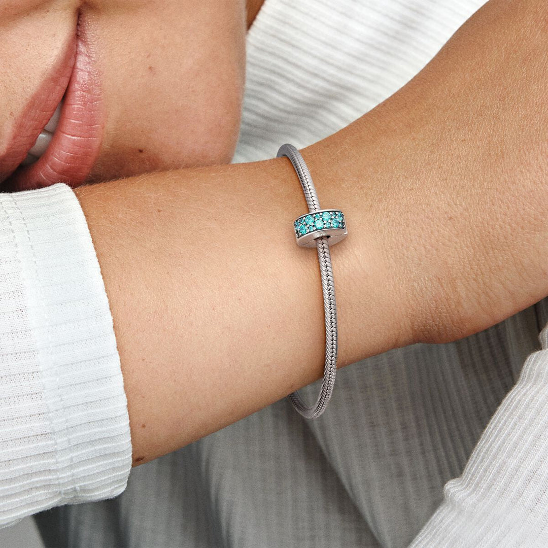 Pandora Petrolfarbener Pavé Clip Charm - 791817MCZ