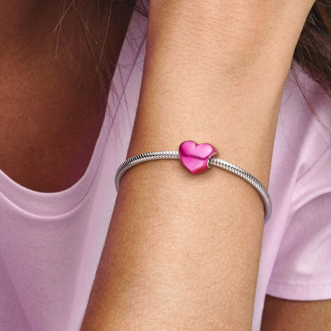 Pandora Rosafarbenes Metallic Herz Charm - 793337C03