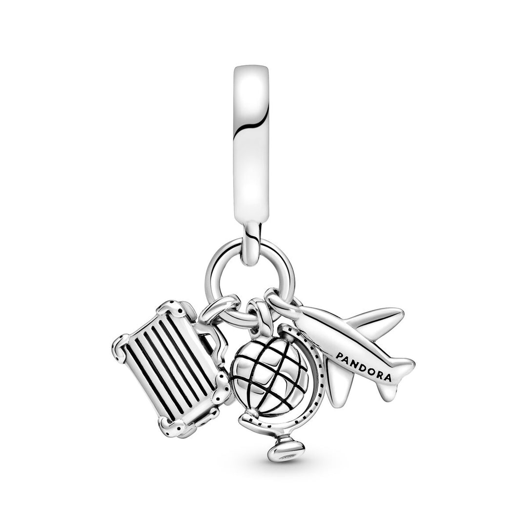 Pandora Flugzeug Globus und Koffer Charm - 799435C01