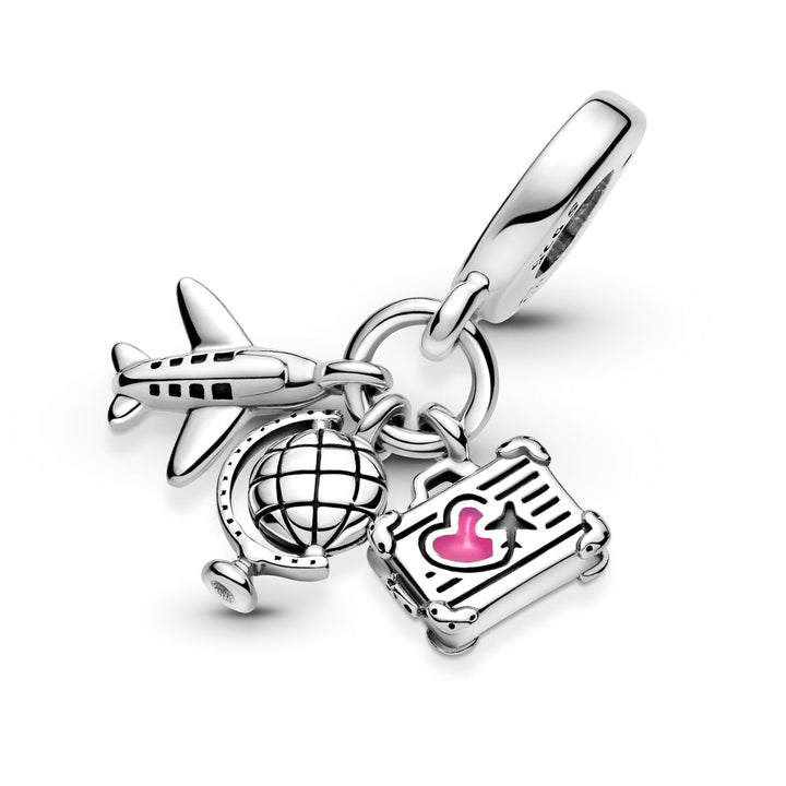 Pandora Flugzeug Globus und Koffer Charm - 799435C01
