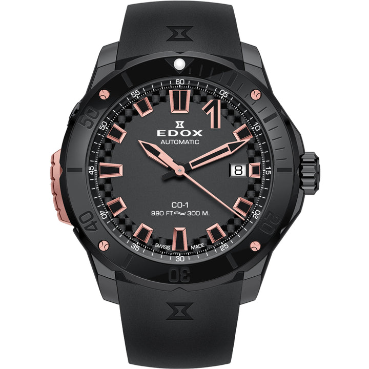 Edox CO-1 Date Automatic Bezel Lock - 80137 37GNR CANR