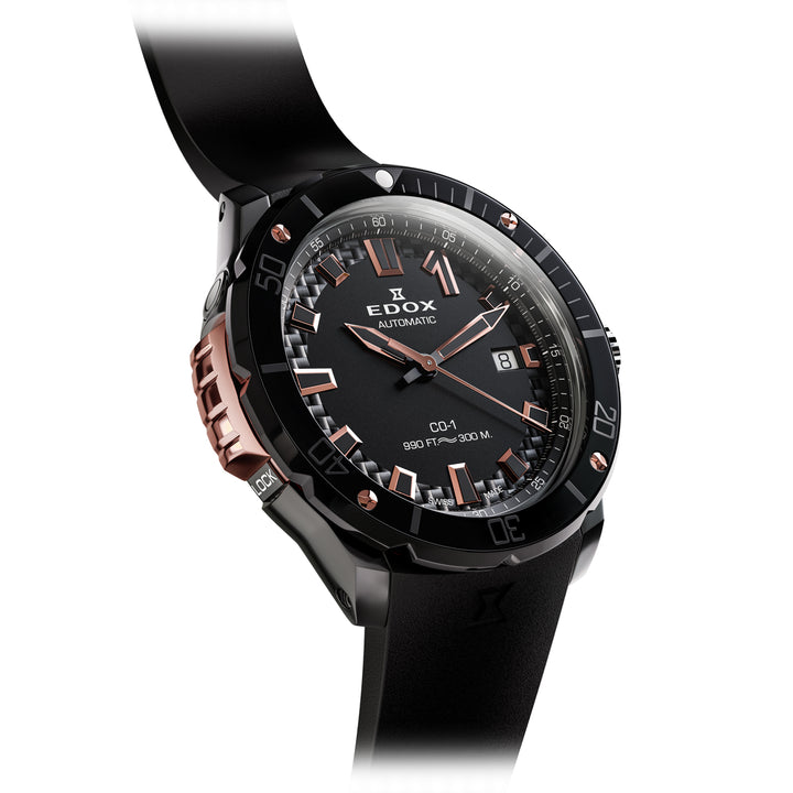Edox CO-1 Date Automatic Bezel Lock - 80137 37GNR CANR