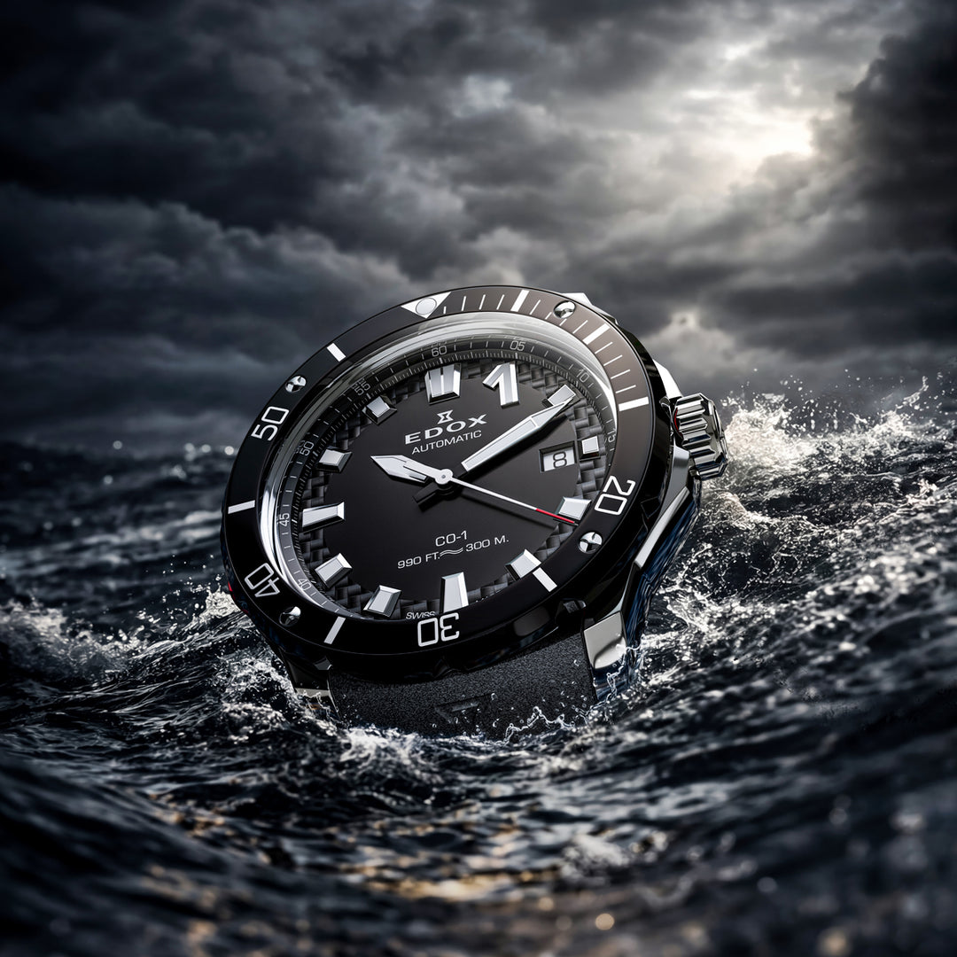 Edox CO-1 Date Automatic Bezel Lock - 80137 3NR CANN