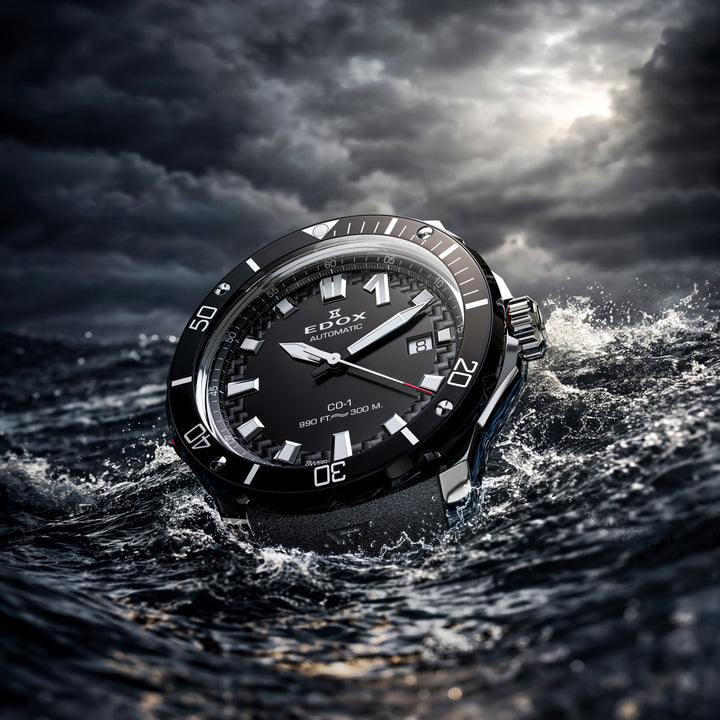 Edox CO-1 Date Automatic Bezel Lock - 80137 3NR CANN