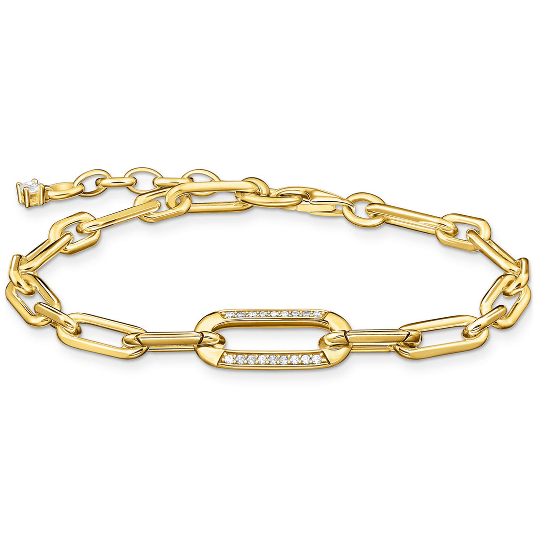 Thomas Sabo Armband mit steinbesetztem Ankerelement vergoldet - A2032-414-14-L19V