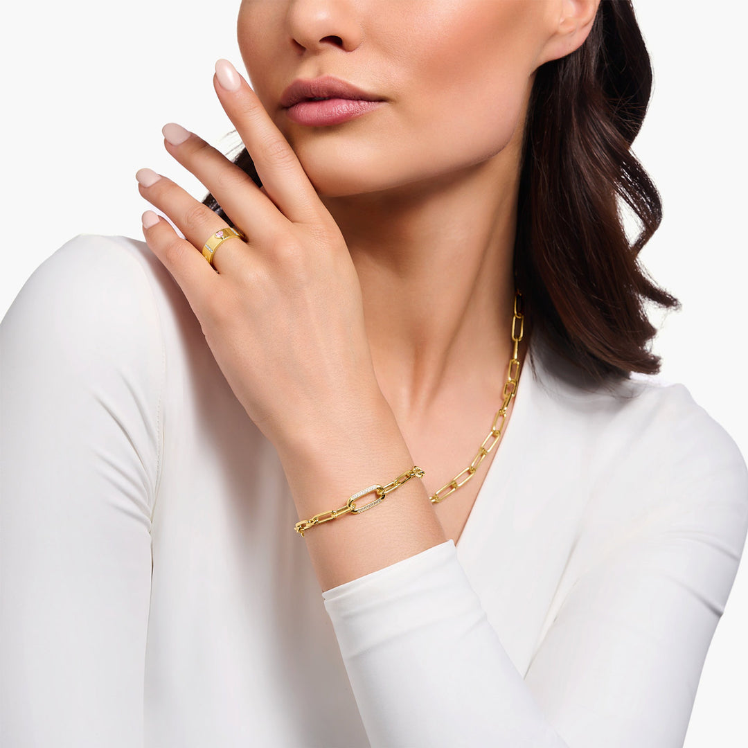 Thomas Sabo Armband mit steinbesetztem Ankerelement vergoldet - A2032-414-14-L19V