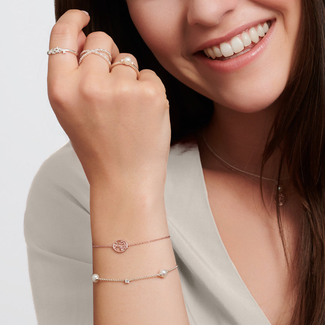 Thomas Sabo Armband Perlen mit weissen Steinen silber - A2038-167-14-L19V