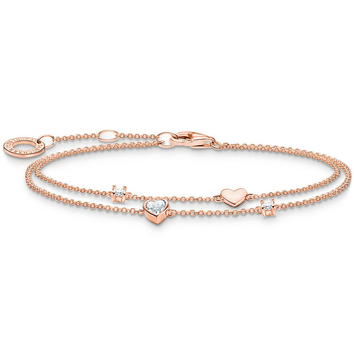 Thomas Sabo Armband mit Herzen und Weisse Steine Roségold - A2057-416-14-L19V