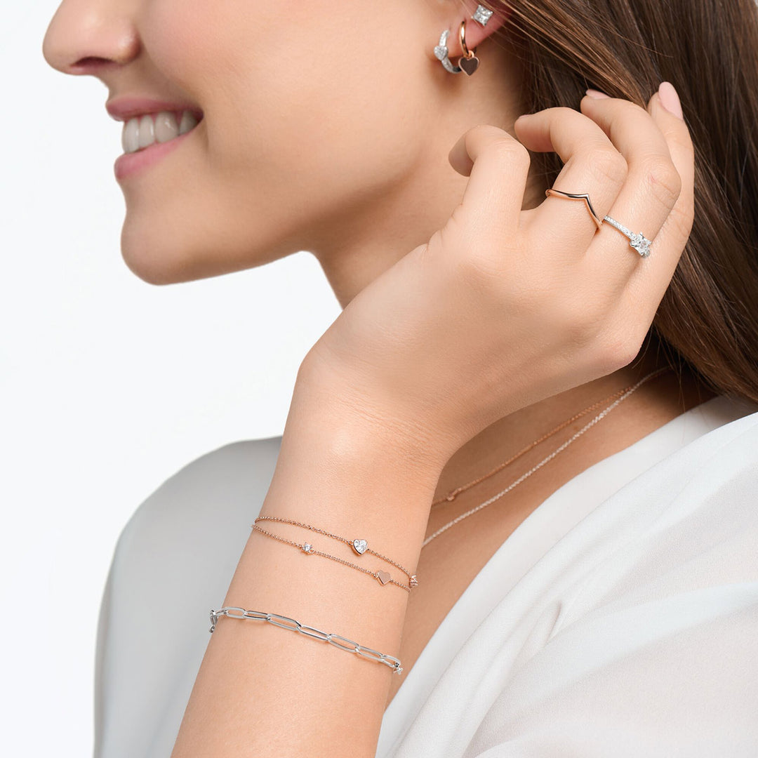 Thomas Sabo Armband mit Herzen und Weisse Steine Roségold - A2057-416-14-L19V
