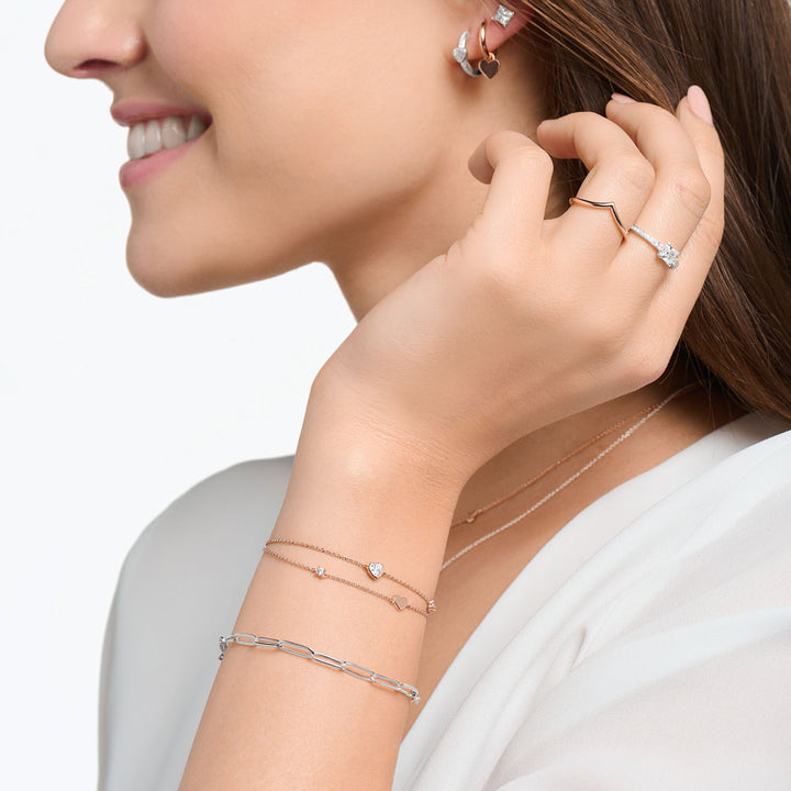 Thomas Sabo Armband mit Herzen und Weisse Steine Roségold - A2057-416-14-L19V