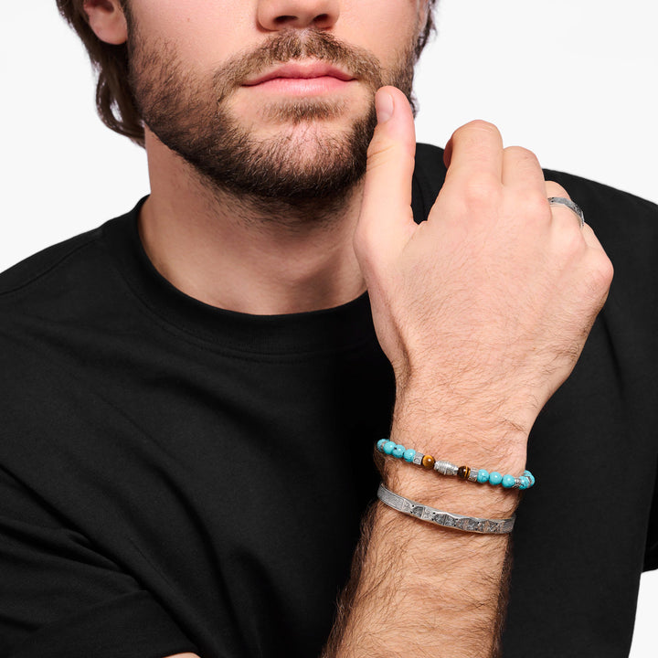 Thomas Sabo Armband mit Türkisen Beads und Tigerauge Beads Silber - A2087-364-7