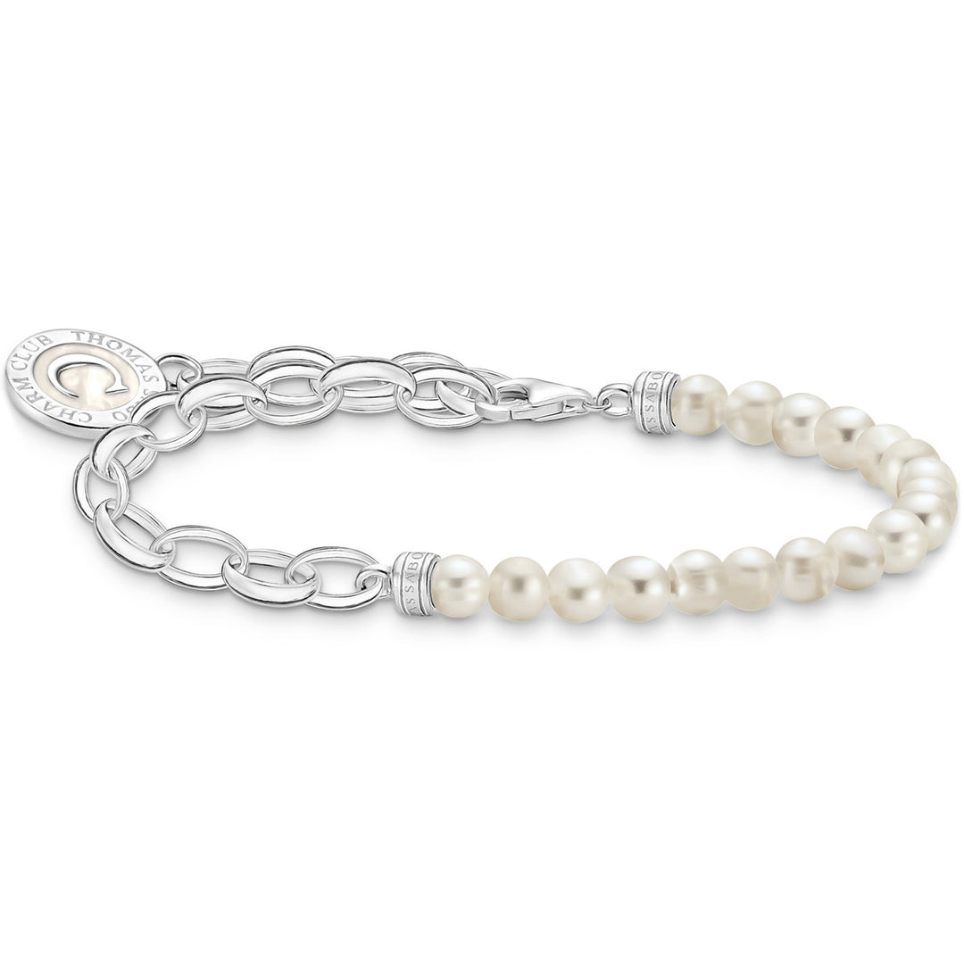 Thomas Sabo Member Charm Armband mit Weissen Perlen und Charmista Coin Silber - A2128-158-14