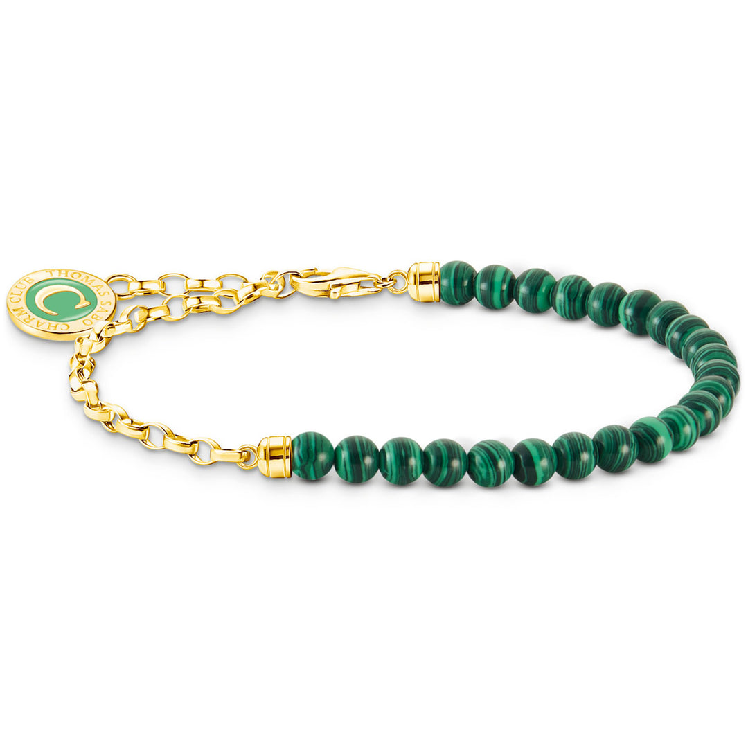 Thomas Sabo Member Charm Armband mit Gliedern und imitiertem Malachit vergoldet - A2130-140-6