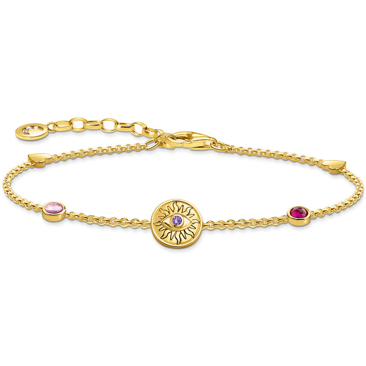 Thomas Sabo Armband mit symbolischer Sonne bunten Steinen und Herzen vergoldet - A2132-995-7-L19V