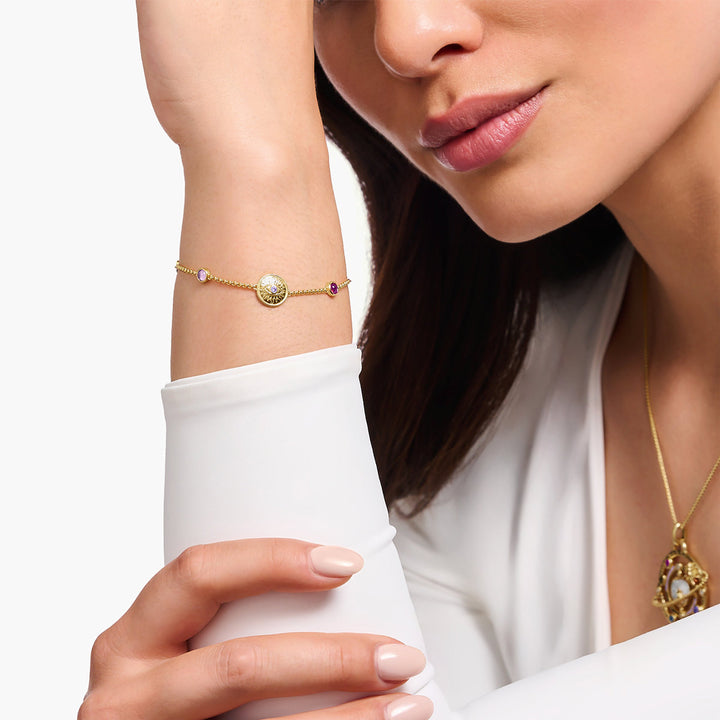 Thomas Sabo Armband mit symbolischer Sonne bunten Steinen und Herzen vergoldet - A2132-995-7-L19V