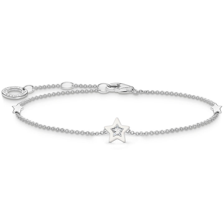 Thomas Sabo Armband Stern mit weissen Steinen und weisser Kaltemaille Silber -A2136-041-14-L19V A2136-041-14-L19V