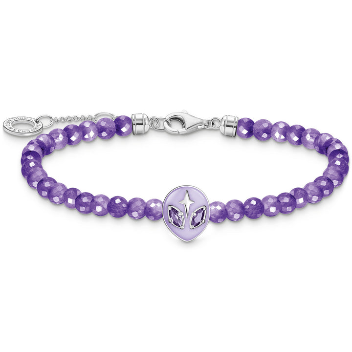 Thomas Sabo Armband Beads mit Alienkopf und violetter Kaltemaille Silber - A2137-041-13-L19V