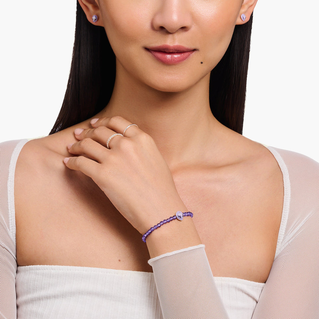 Thomas Sabo Armband Beads mit Alienkopf und violetter Kaltemaille Silber - A2137-041-13-L19V