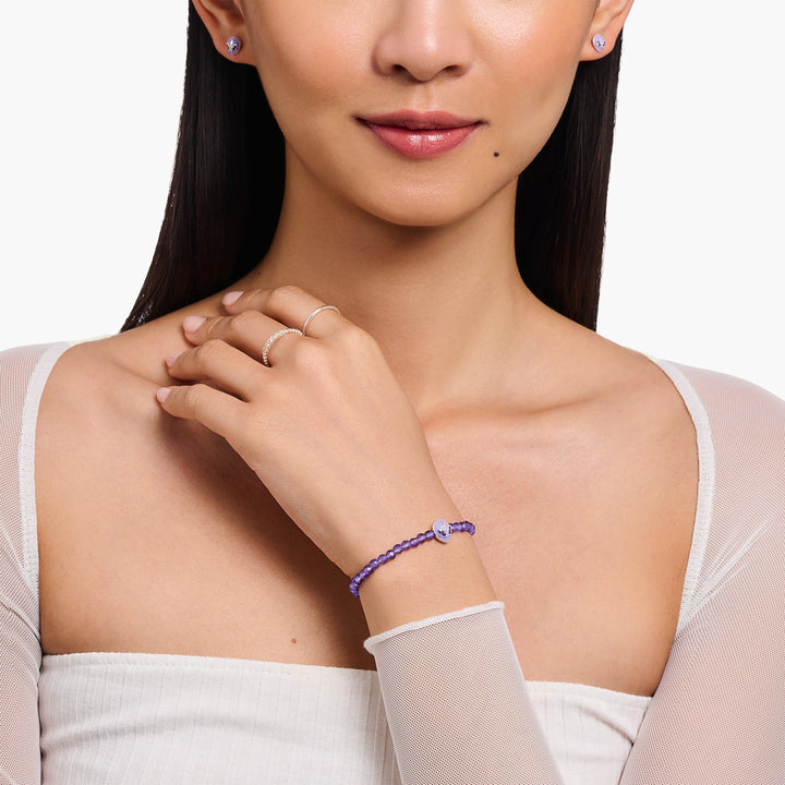 Thomas Sabo Armband Beads mit Alienkopf und violetter Kaltemaille Silber - A2137-041-13-L19V