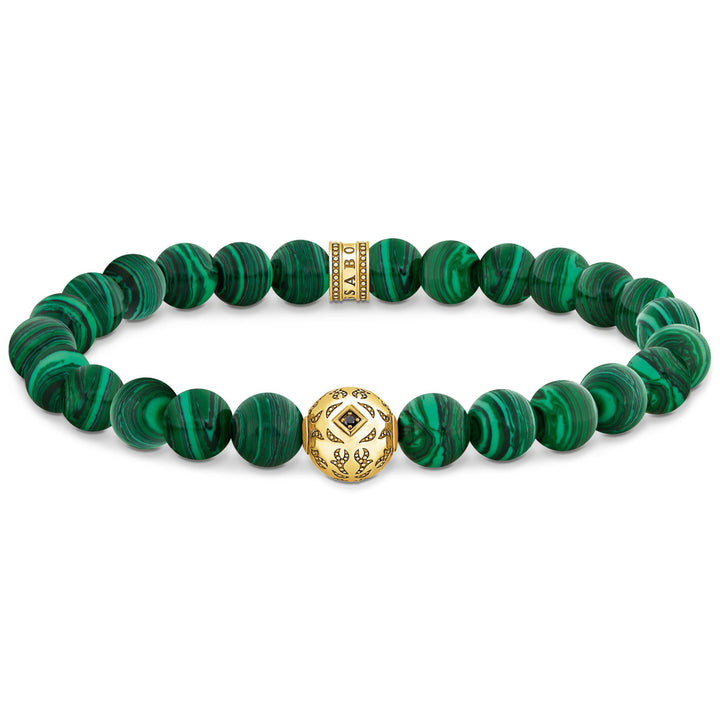 Thomas Sabo Beads Armband aus grünen Steinen vergoldet - A2145-140-6