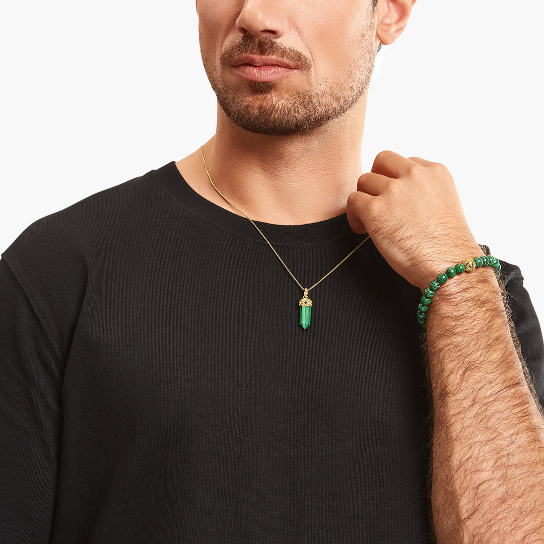 Thomas Sabo Beads Armband aus grünen Steinen vergoldet - A2145-140-6