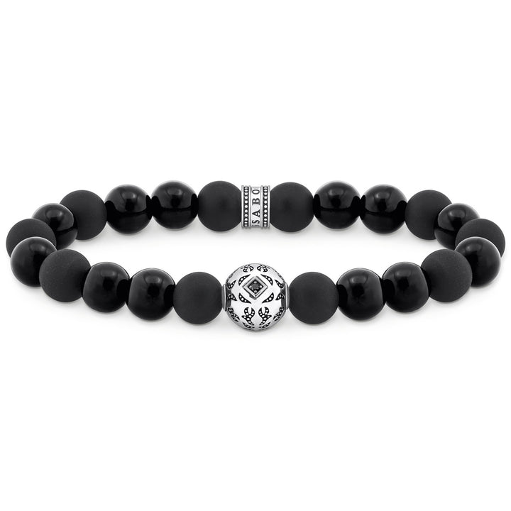 Thomas Sabo Obsidian Beaded Bracelet, blackened silver - A2145-705-11