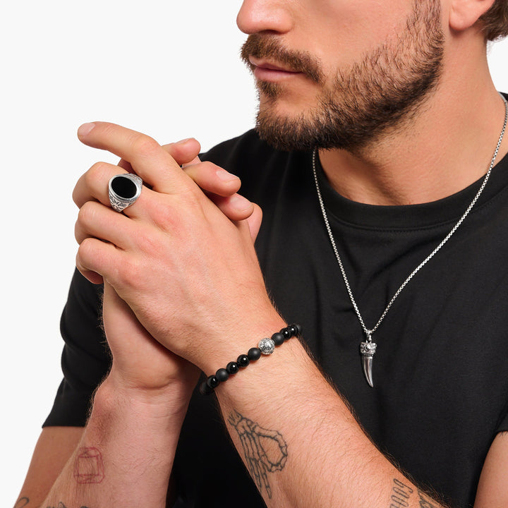Thomas Sabo Beads Armband aus Obsidian Silber geschwärzt - A2145-705-11
